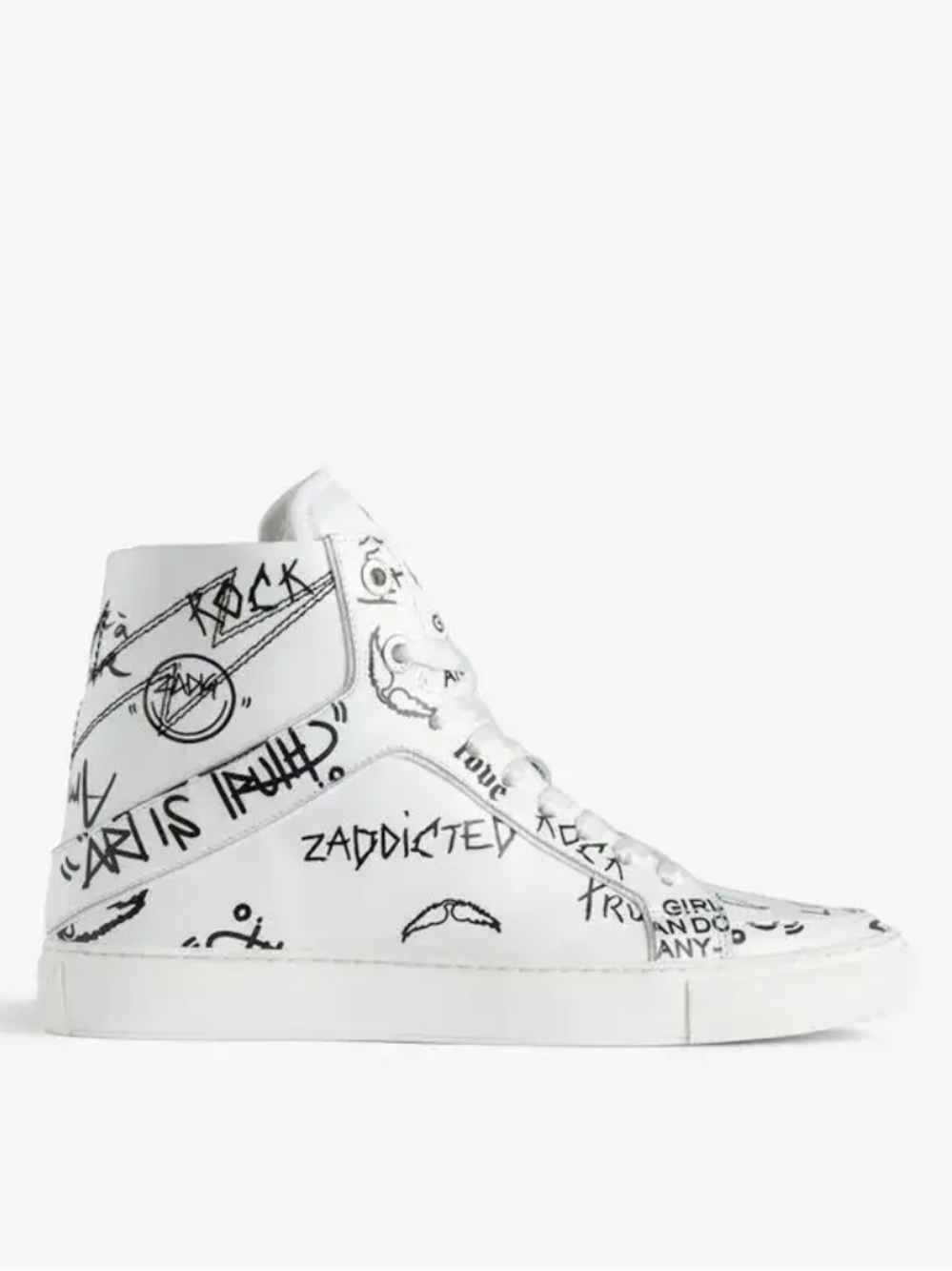 ZADIG AND VOLTAIRE White Graffiti High-Top Sneakers for Women